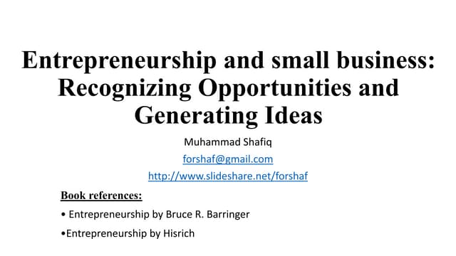 Lec 3 recognizing opportunities and generating ideas
