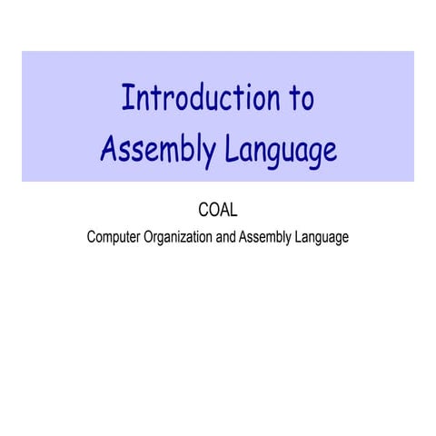 Lec 04 intro assembly | PPT | Programming Languages | Computing