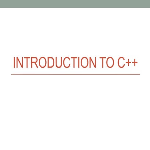 Introduction to C++ | PPTX