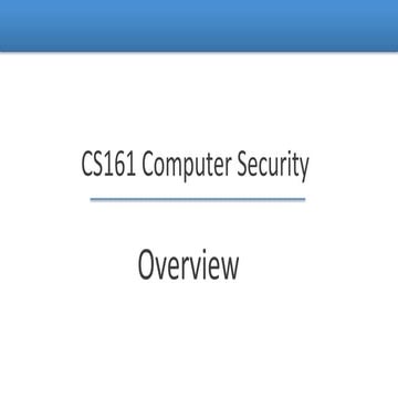 Berkeley CS 161 computer security lectures - overview | PPT