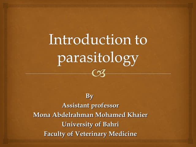 Introduction to medical parasitology | PPTX