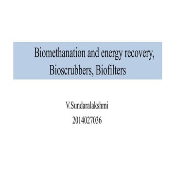 Biomethanation and energy recovery- bioscrubbers and biofilters