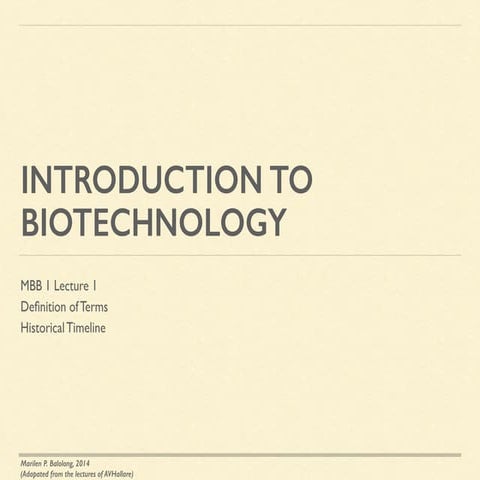 MMB1 Lecture 1: Introduction to Biotechnology