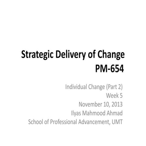 Strategic Delivery of Change Management 