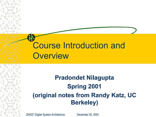 Fundamentals of Computer Architecture  lecture notes