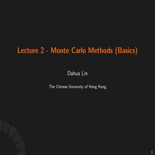 MLPI Lecture 2: Monte Carlo Methods...