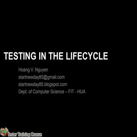 Testing in the lifecycle