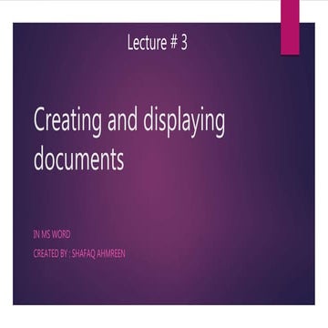 Microsoft Word creating & displaying documents
