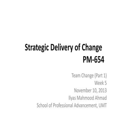 Strategic Delivery of Change Management 