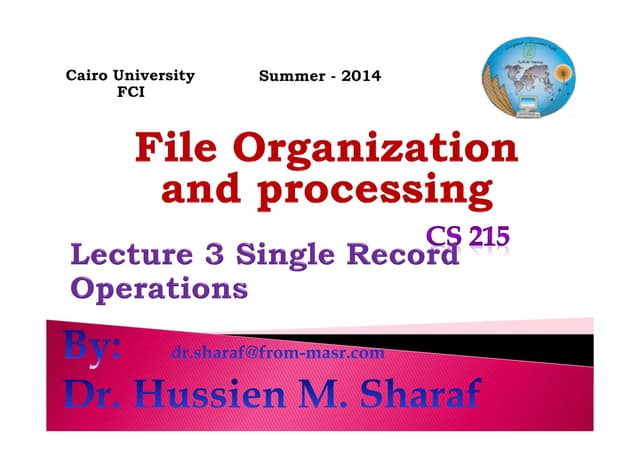 CS215 - Lec 3  single record operations