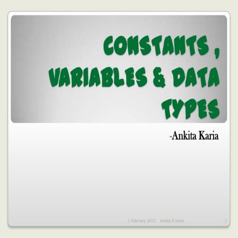 Constants, Variables and Data Types in Java | PDF