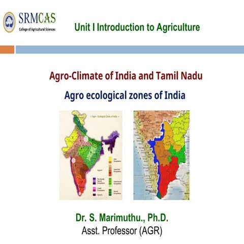 Agro-climatic zones of India and Tamil Nadu .ppt
