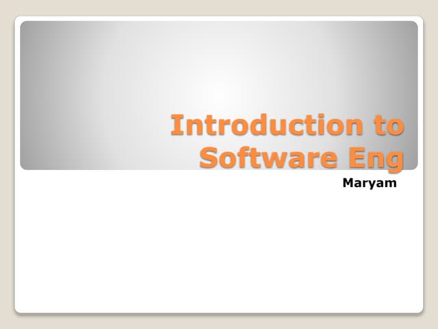 Introduction to Software Engineering