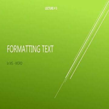 Formatting of Text in Ms Word