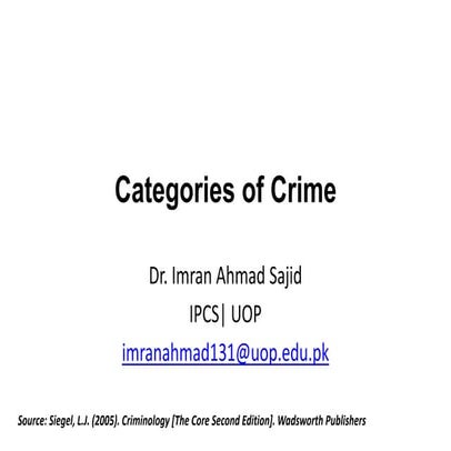 Lec 5  Topology of crime / Types of Crime by Imran A. Sajid