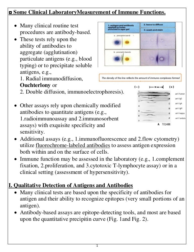 Some Clinical Laboratory Measurement of Immune Functions