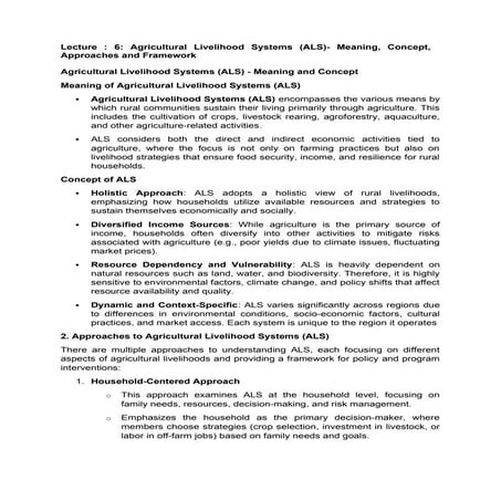 Farming system and livelihood management