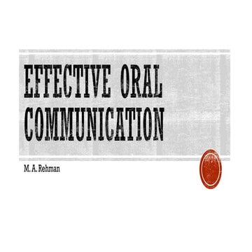 Effective Oral Communication