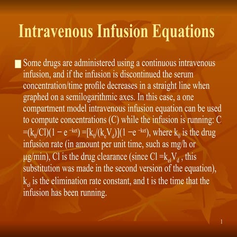 One compartment model IV Infusion | PPTX