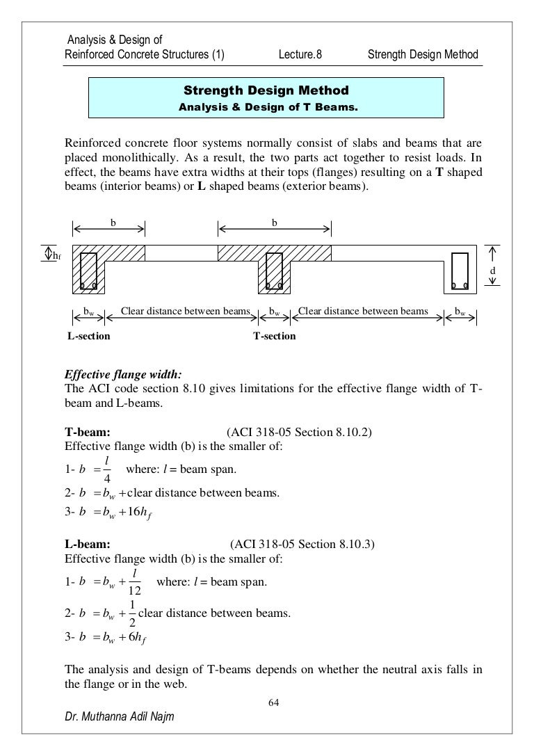 Lec 8 Strength Design Method T Beams