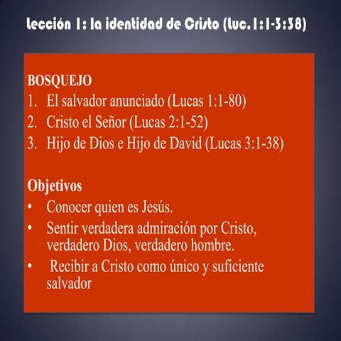 Lección 1 lucas