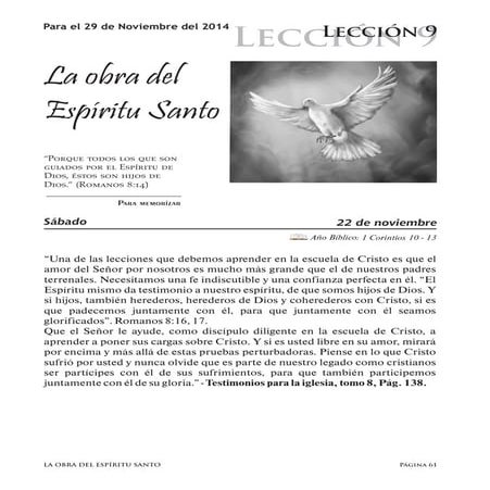 Leccion 09 - La obra del Espiritu Santo | PDF