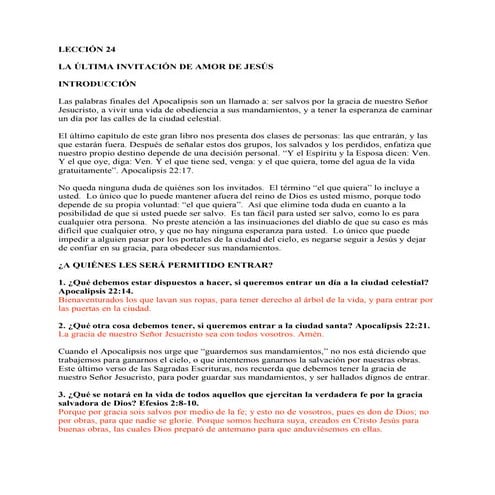 Leccion 24 La ultima invitacion de amor de Jesus