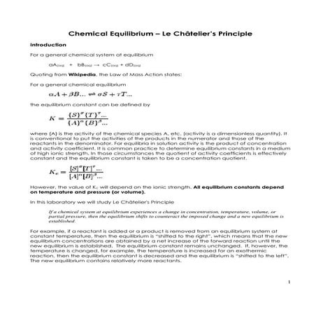 Le chatelier equilibrium