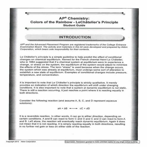 Le chatlier's principle