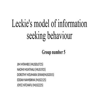 First Wilson's Model of Information Behaviour | PPTX