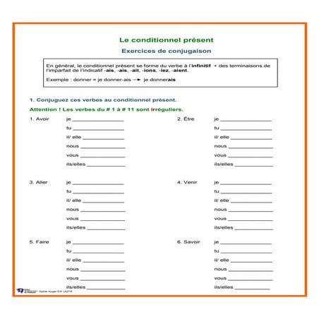 Le conditionnel present exercices et corrige