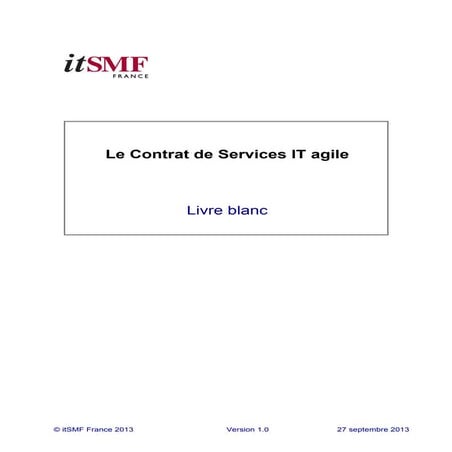 Le contrat de services agile, Livre blanc itSMF france