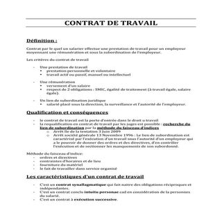 Le contrat de travail