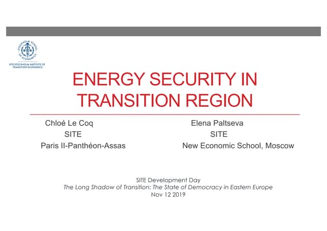 Energy Security in Transition Region