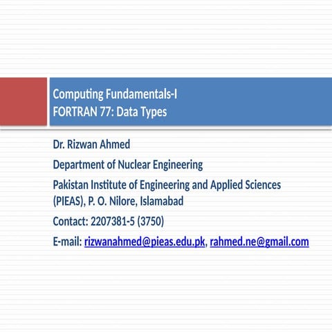 Fortran 77 -- Fortran Data Types and loops | PPTX