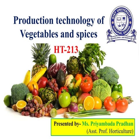 Role of Vegetables in Human Nutrition and National Economy