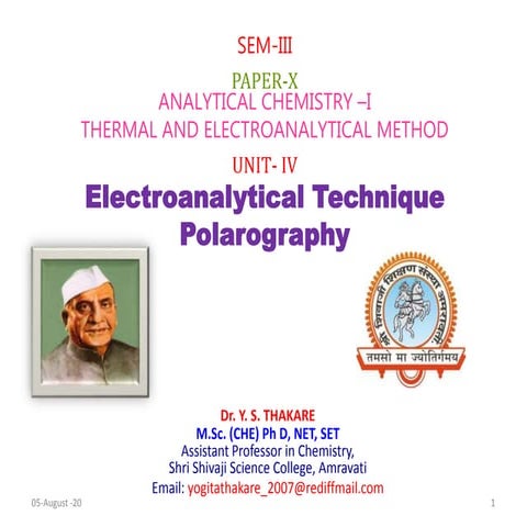 Lect. 1 Electroanalytical Technique-polarography introduction, principle, ins...