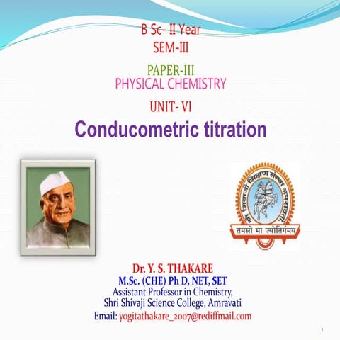 Lect. 8. conductometric titration