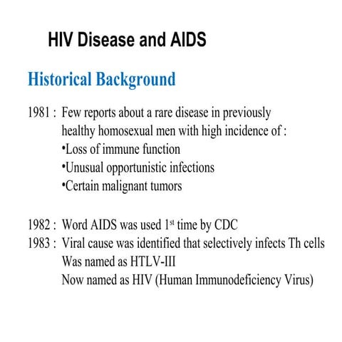 Lect 10 - HIV disease and aids