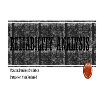 Reliability Analysis Business Statistics 13.pptx