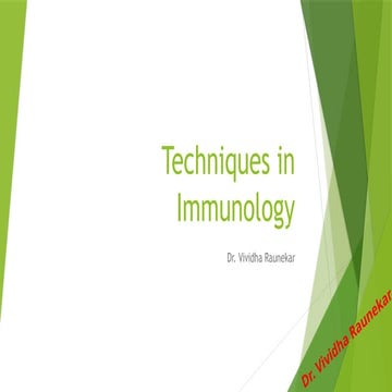 Techniques in  Immunology- ELISA, Immunodiffusions