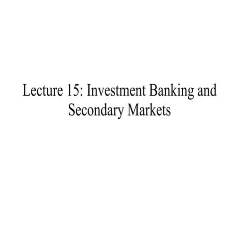 Investment Banking Lecture