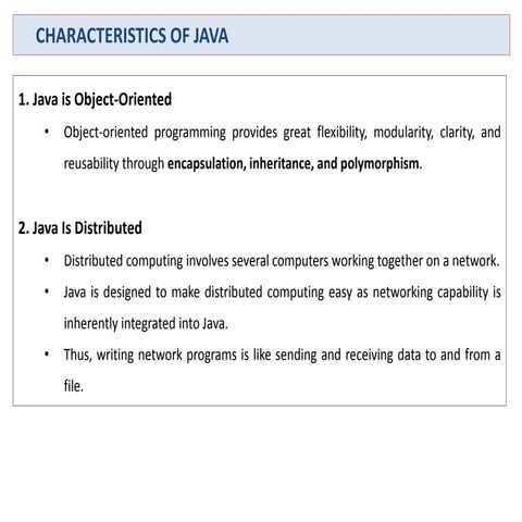 java:characteristics, classpath, compliation | PPTX