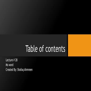 Table of content
