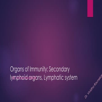 Organs of Immunity: Secondary lymphoid organs, Lymphatic system