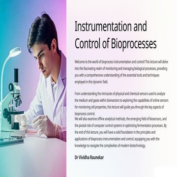 Instrumentation and Control of Bioprocesses