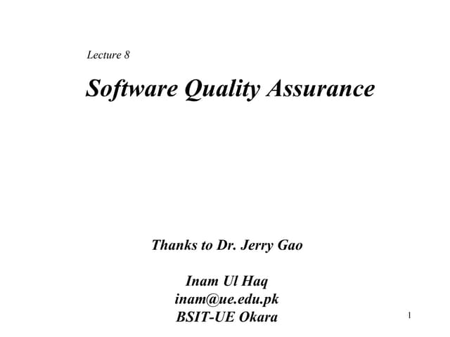 Software Quality Assurance