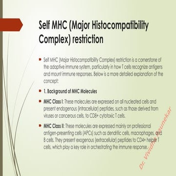 Self MHC (Major Histocompatibility  Complex) restriction