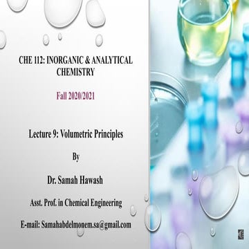 Lecture  9 Volumetric Analysis . chemistry