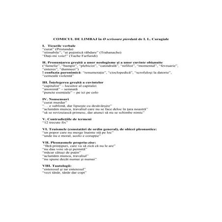 Lectie ael   comicul de limbaj la caragiale, o scrisoare pierduta